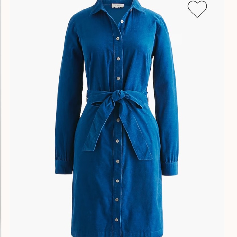 💙 J.Crew Factory Long-Sleeve Corduroy Shirt Dress in Seaport Blue NWT Size 12 💙